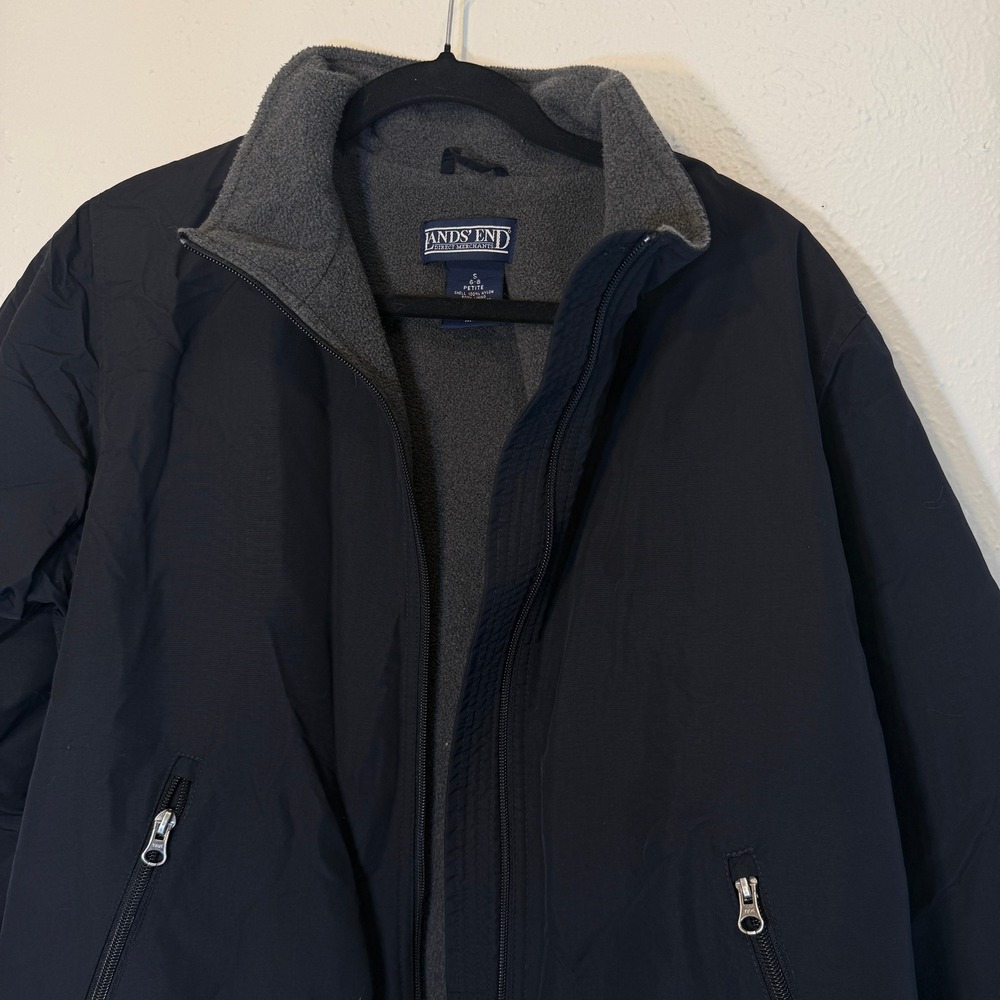 Lands End Womens Fleece Lined Squall Jacket Aircore 200 Black Small 6-8 Petite